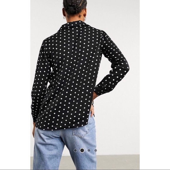 ASOS Glamorous relaxed black/cream polka dot shirt - Picture 4 of 8
